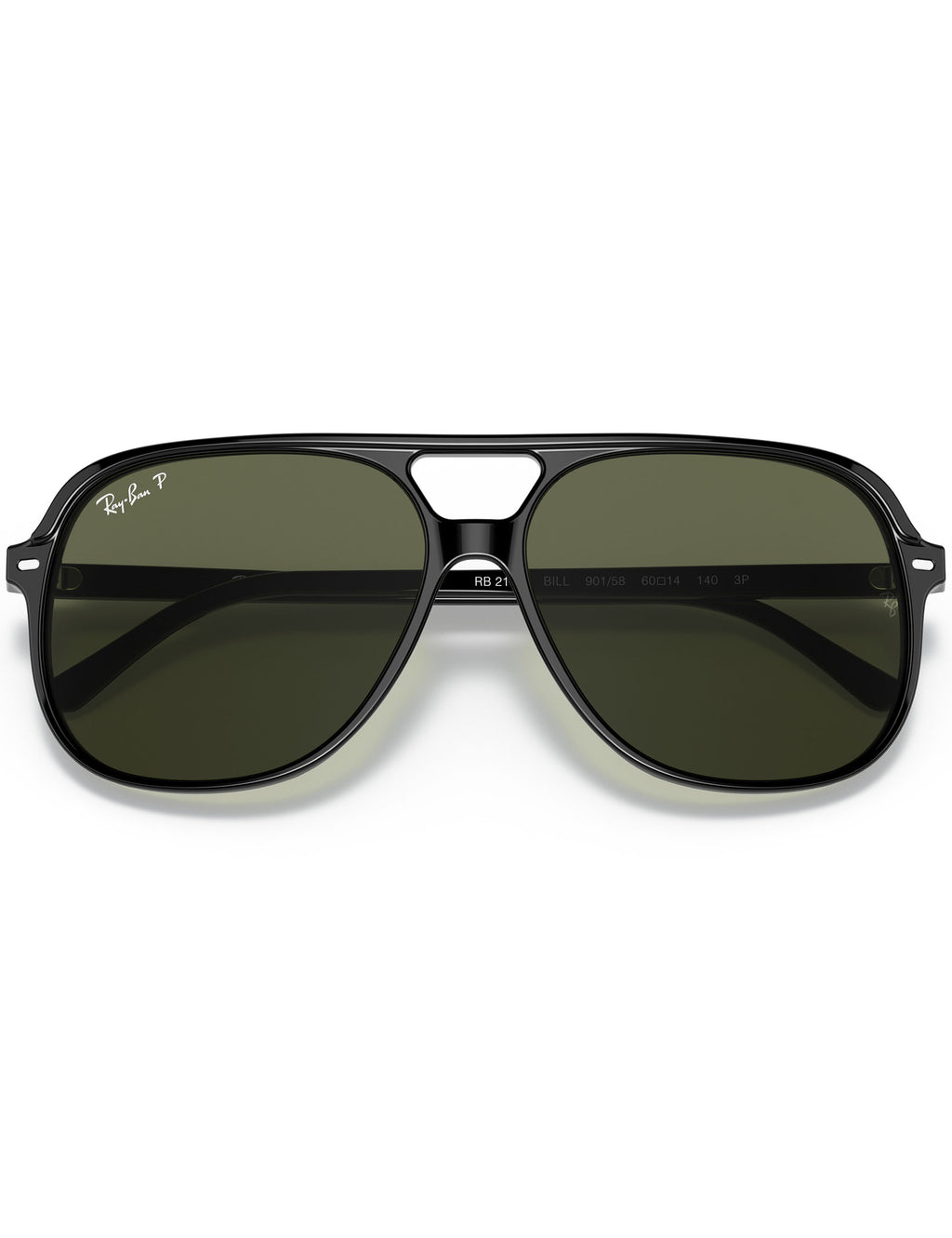 Aviator sunglasses with dark lenses on a white background