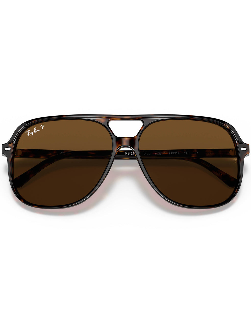 Aviator sunglasses with brown lenses on a white background