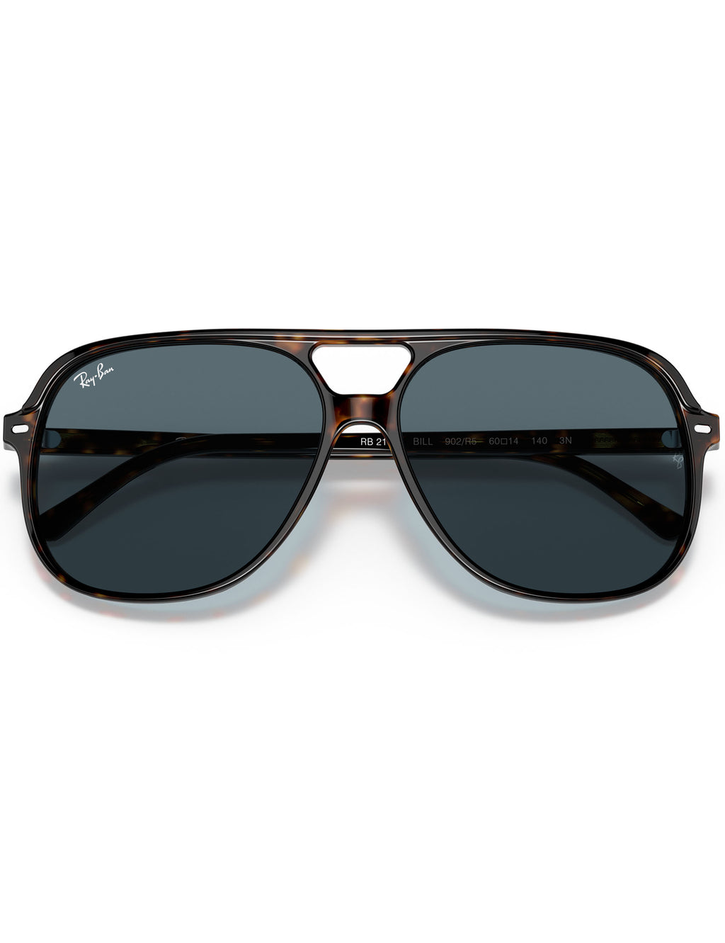 Aviator sunglasses with dark lenses on a white background