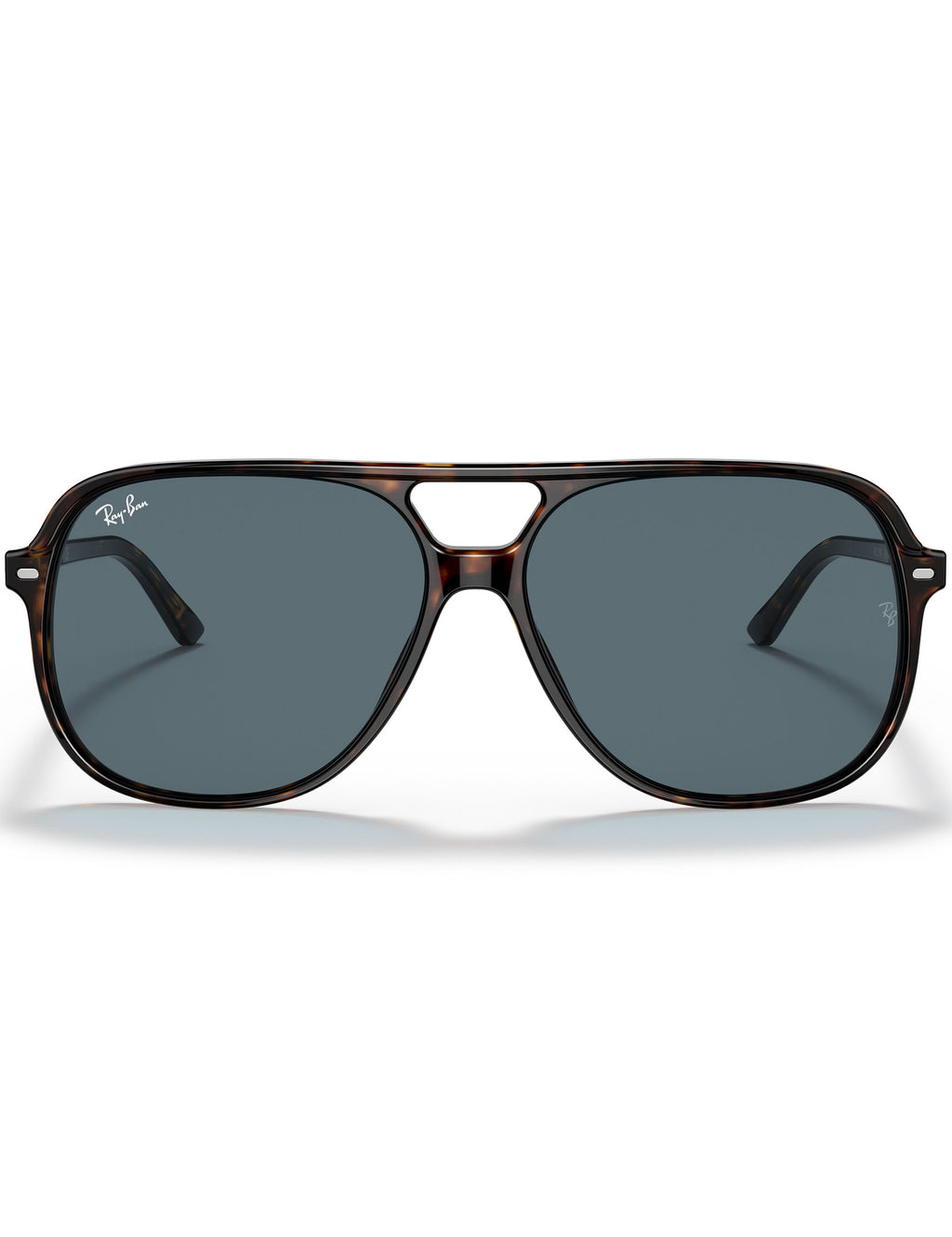 Aviator sunglasses with a brown frame and dark lenses on a white background