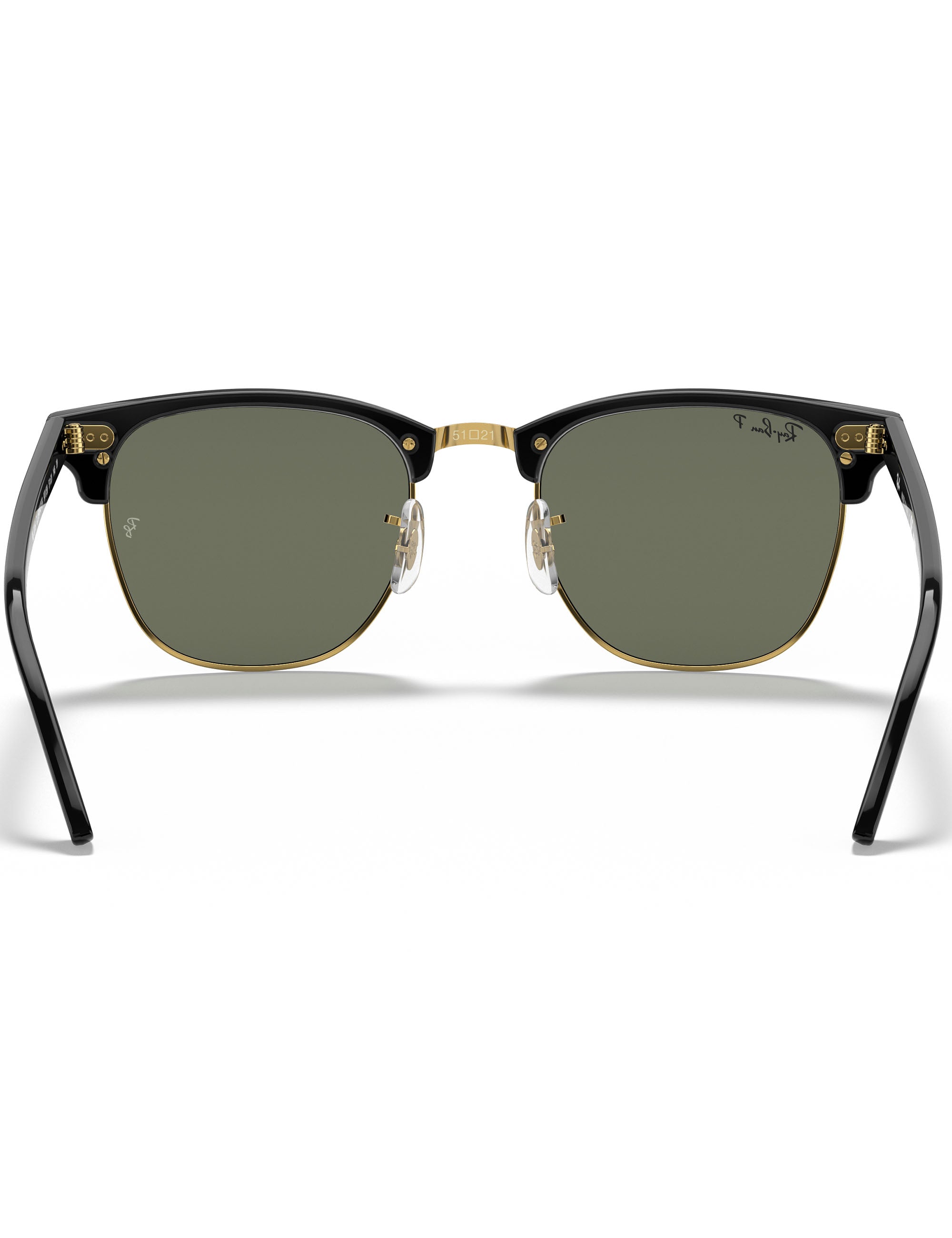 Ray-Ban Clubmaster Classic Sunglasses - Polished Black & Gold/G-15 Green Polarised