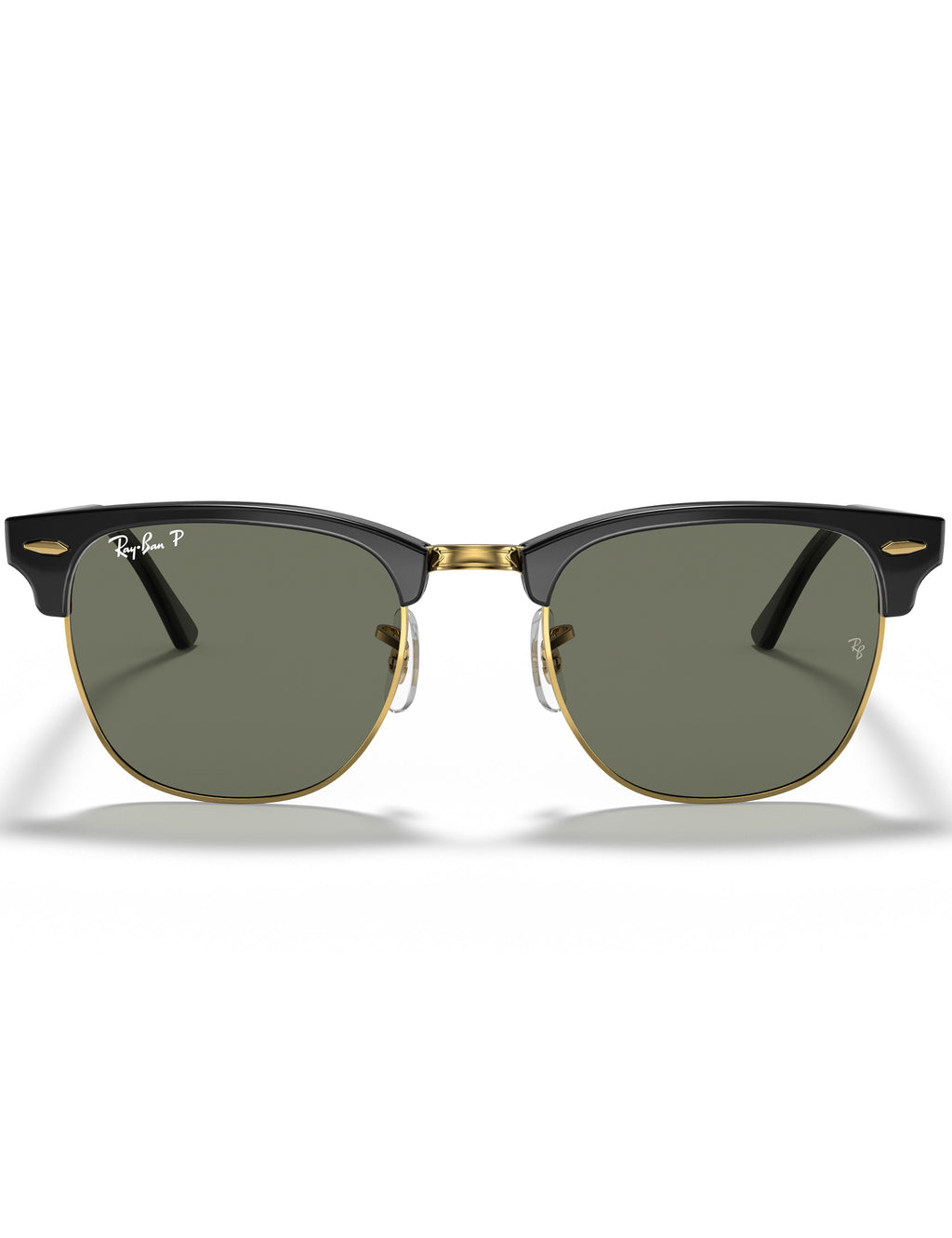 Clubmaster Classic Sunglasses - Polished Black & Gold/G-15 Green Polarised