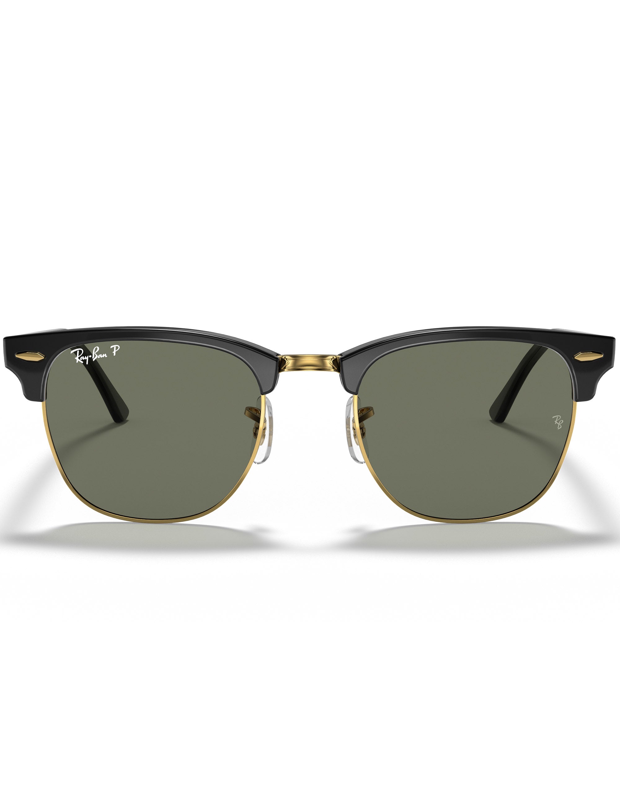 Ray-Ban Clubmaster Classic Sunglasses - Polished Black & Gold/G-15 Green Polarised