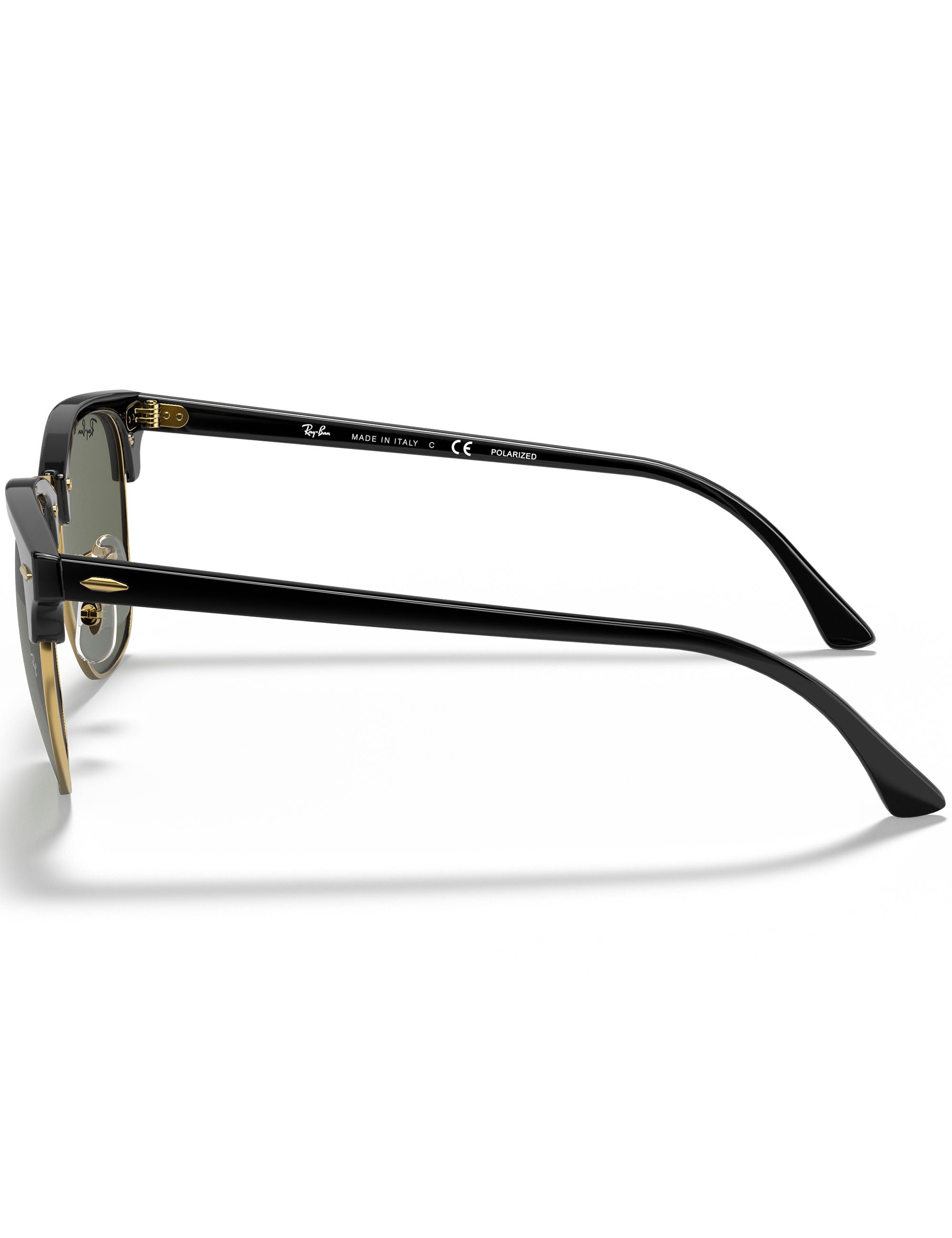Ray-Ban Clubmaster Classic Sunglasses - Polished Black & Gold/G-15 Green Polarised