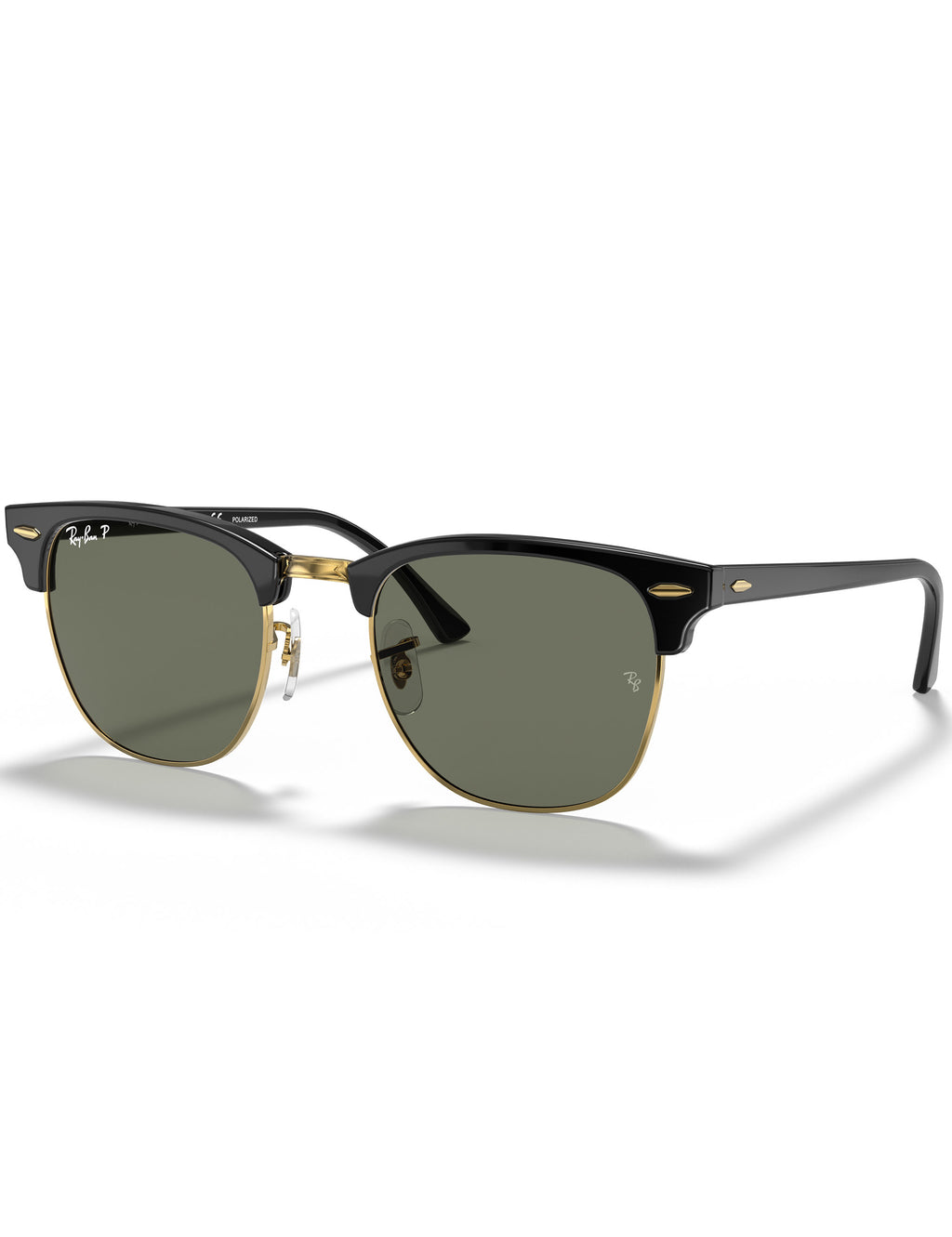 Clubmaster Classic Sunglasses - Polished Black & Gold/G-15 Green Polarised
