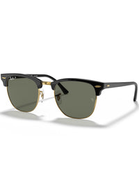 Clubmaster Classic Sunglasses - Polished Black & Gold/G-15 Green Polarised