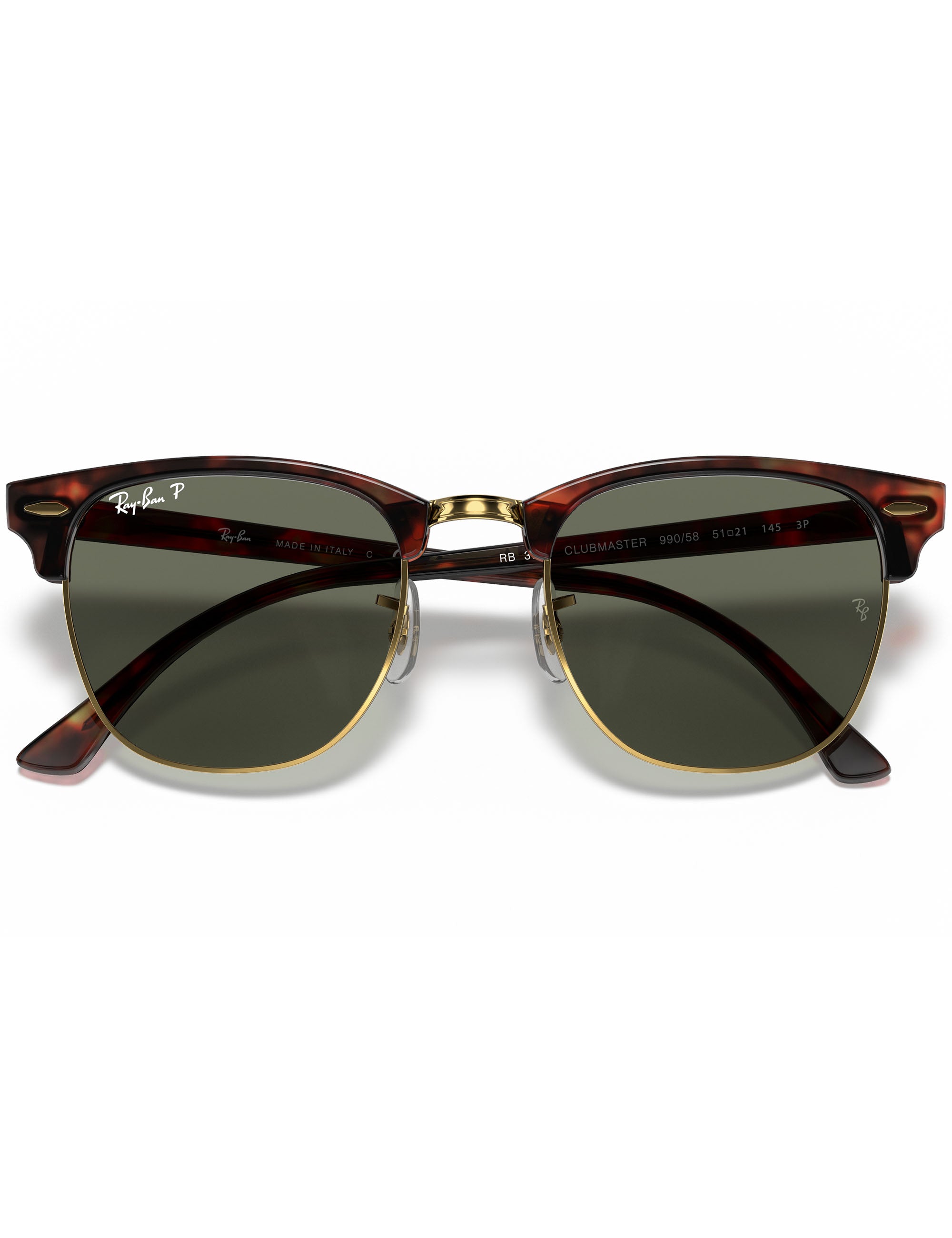 Ray-Ban Clubmaster Classic Sunglasses - Polished Tortoise On Gold/G-15 Green Polarised