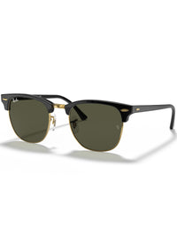 Clubmaster Classic Sunglasses - Polished Black & Gold/G-15 Green