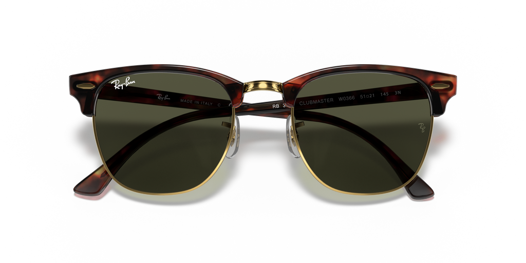Clubmaster Classic Sunglasses - Polished Tortoise On Gold/G-15 Green