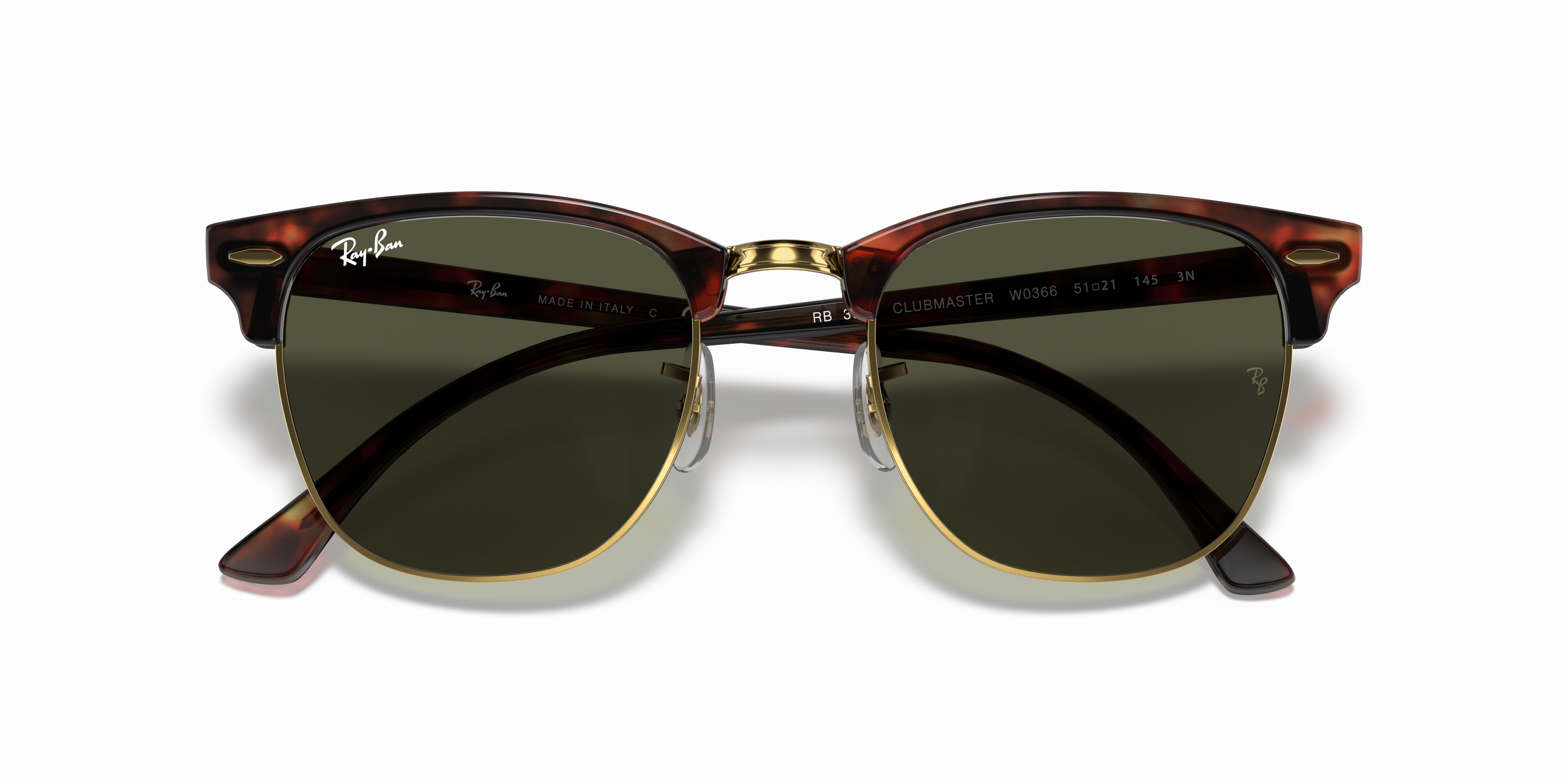 Ray-Ban Clubmaster Classic Sunglasses - Polished Tortoise On Gold/G-15 Green