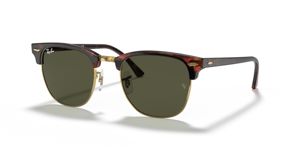 Clubmaster Classic Sunglasses - Polished Tortoise On Gold/G-15 Green
