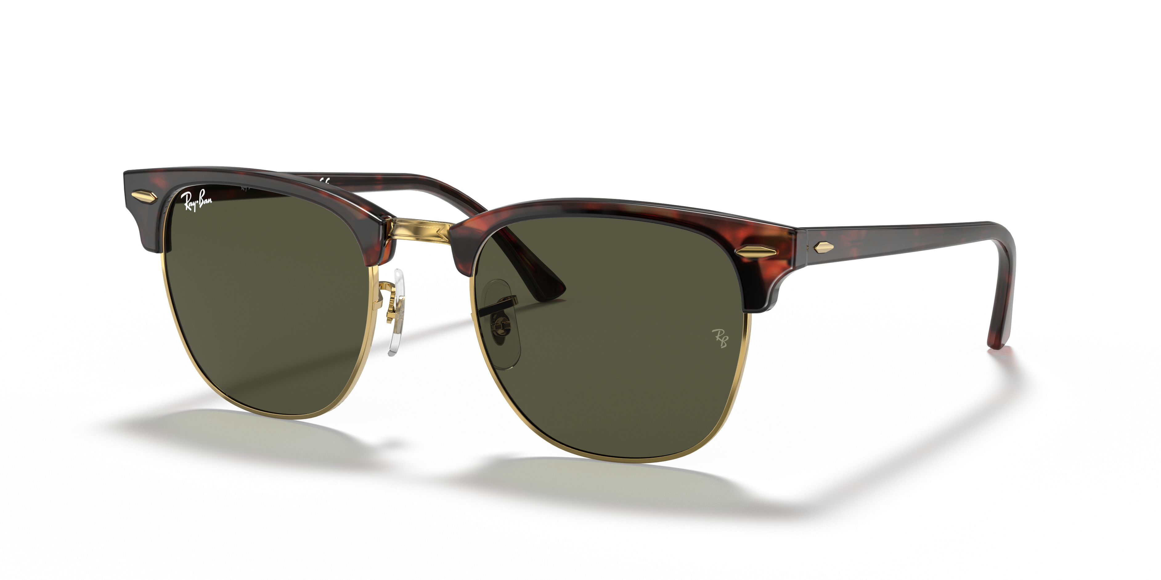 Ray-Ban Clubmaster Classic Sunglasses - Polished Tortoise On Gold/G-15 Green