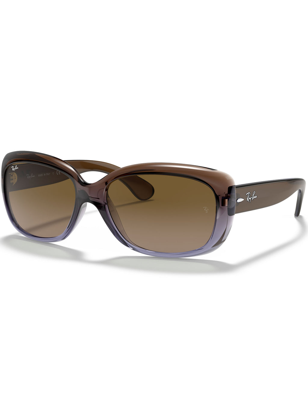Brown sunglasses with a Ray-Ban logo on a white background