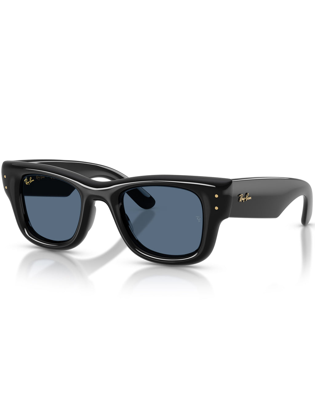 Wayfarer Puffer Sunglasses - Polished Black/Dark Blue