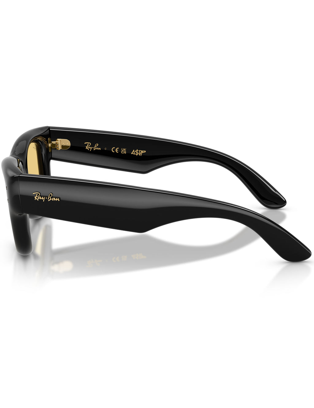 Black Ray-Ban sunglasses on a white background