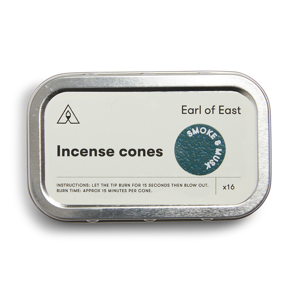 Incense cones metal tin with front label and x16 count