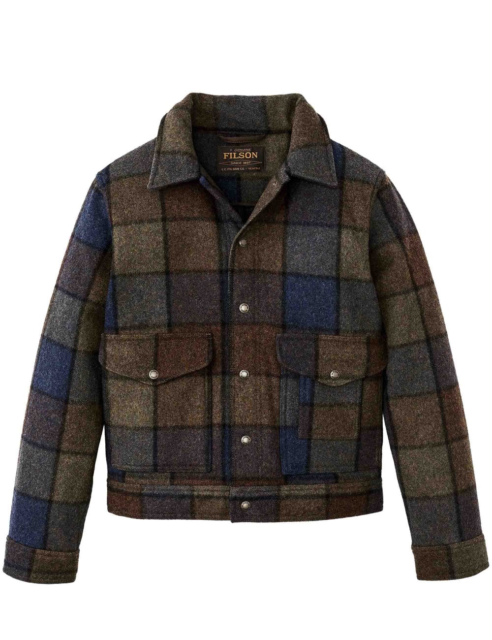 TEST Mackinaw Wool Work Jacket Blue Brown Gray Plaid