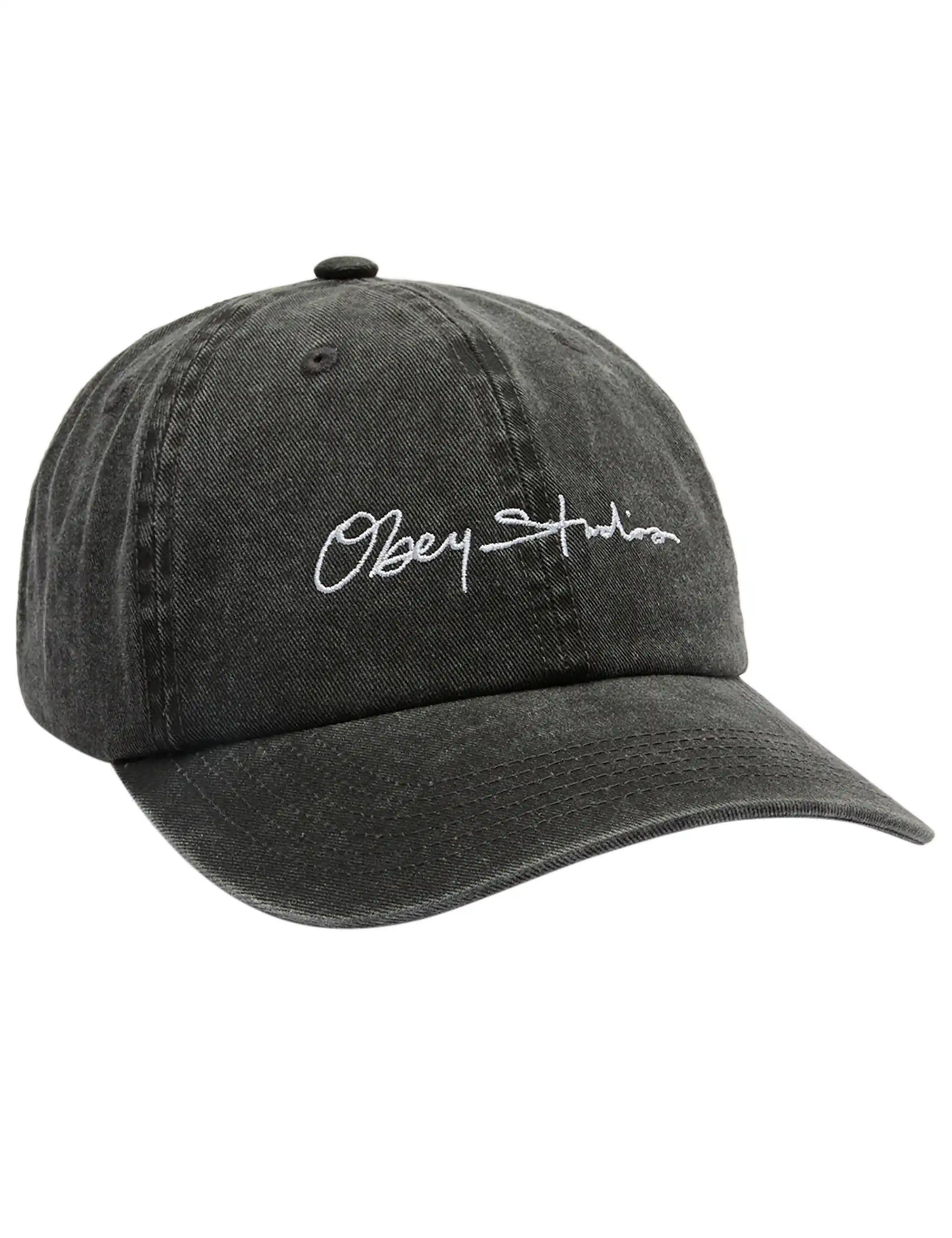 Obey Clothing Signature 6 Panel Strapback Cap - Pigment Black