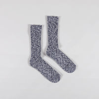 Slub Crew Socks - Blue/White