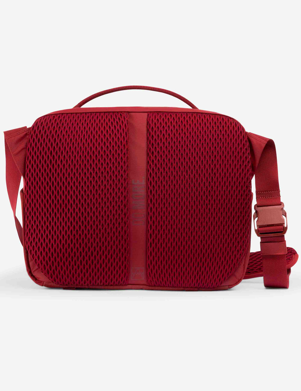 Red 15L sling bag with textured back panel and adjustable shoulder strap