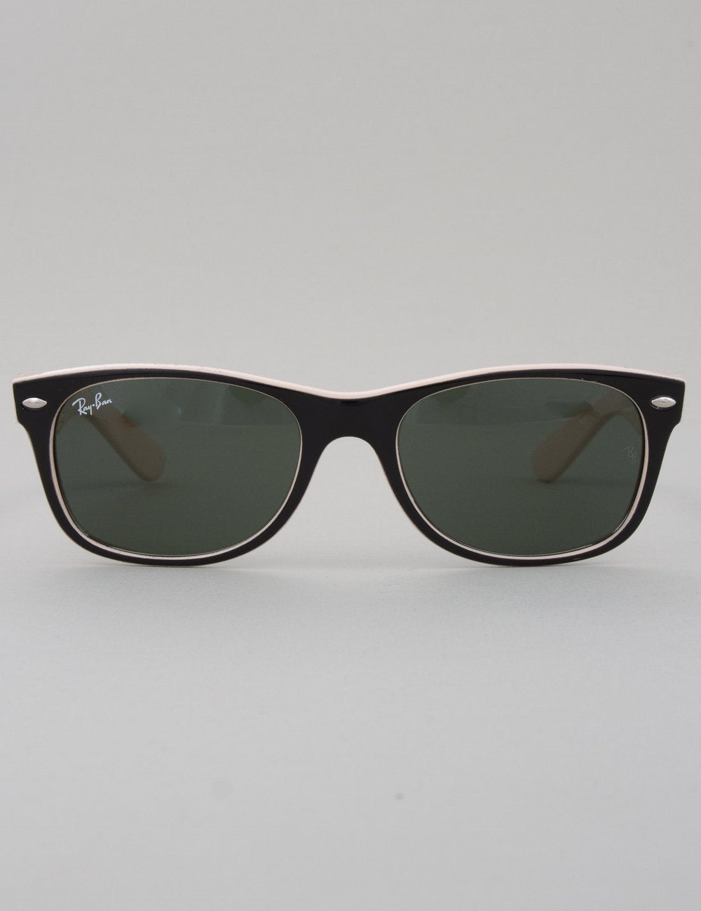 New Wayfarer Sunglasses - Top Black on Beige // Crystal Green