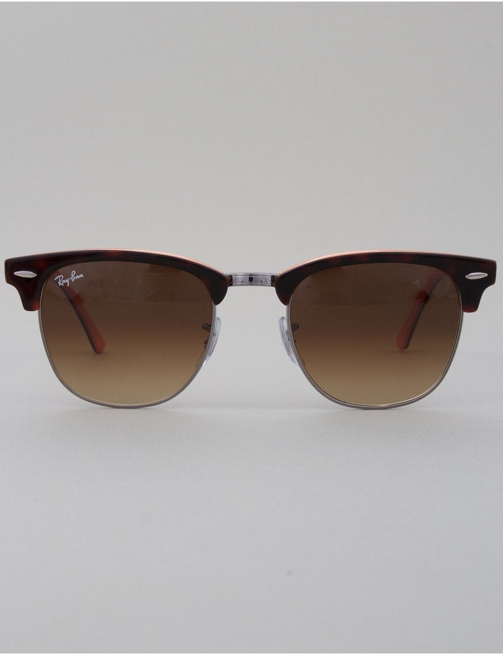 Clubmaster Sunglasses - Top Dark Havana/Orange // Brown Gradient