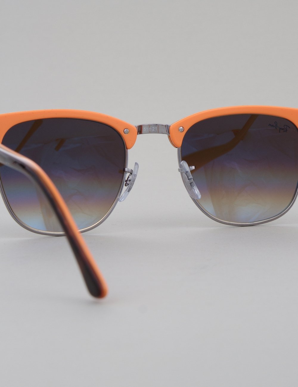 Clubmaster Sunglasses - Top Dark Havana/Orange // Brown Gradient