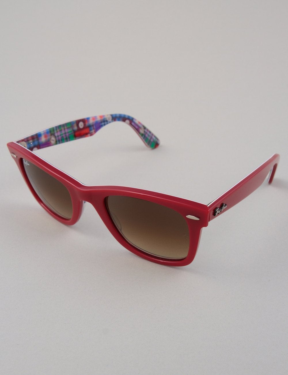 Original Wayfarer Sunglasses - Top Red on Plaid // Brown Gradient