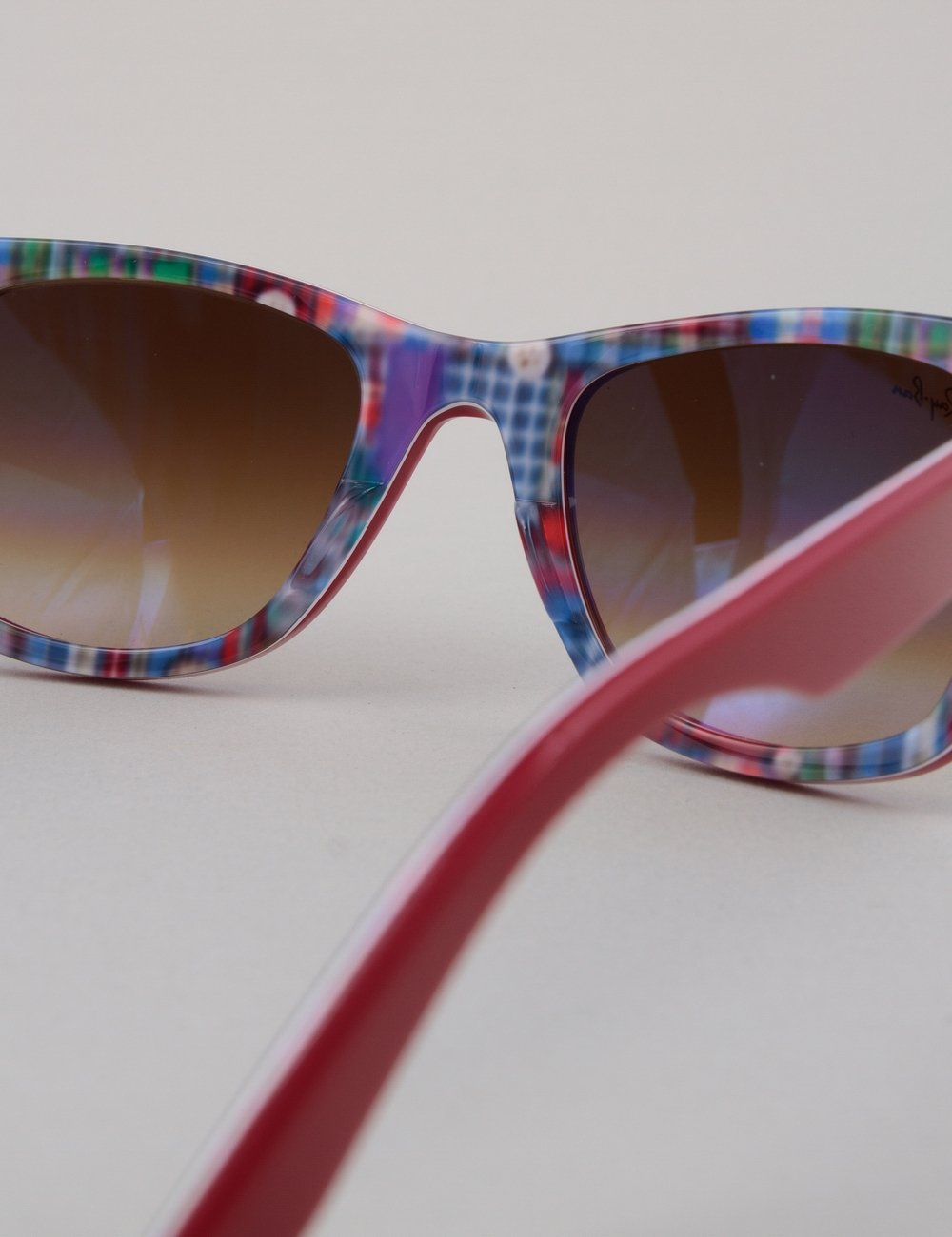 Original Wayfarer Sunglasses - Top Red on Plaid // Brown Gradient