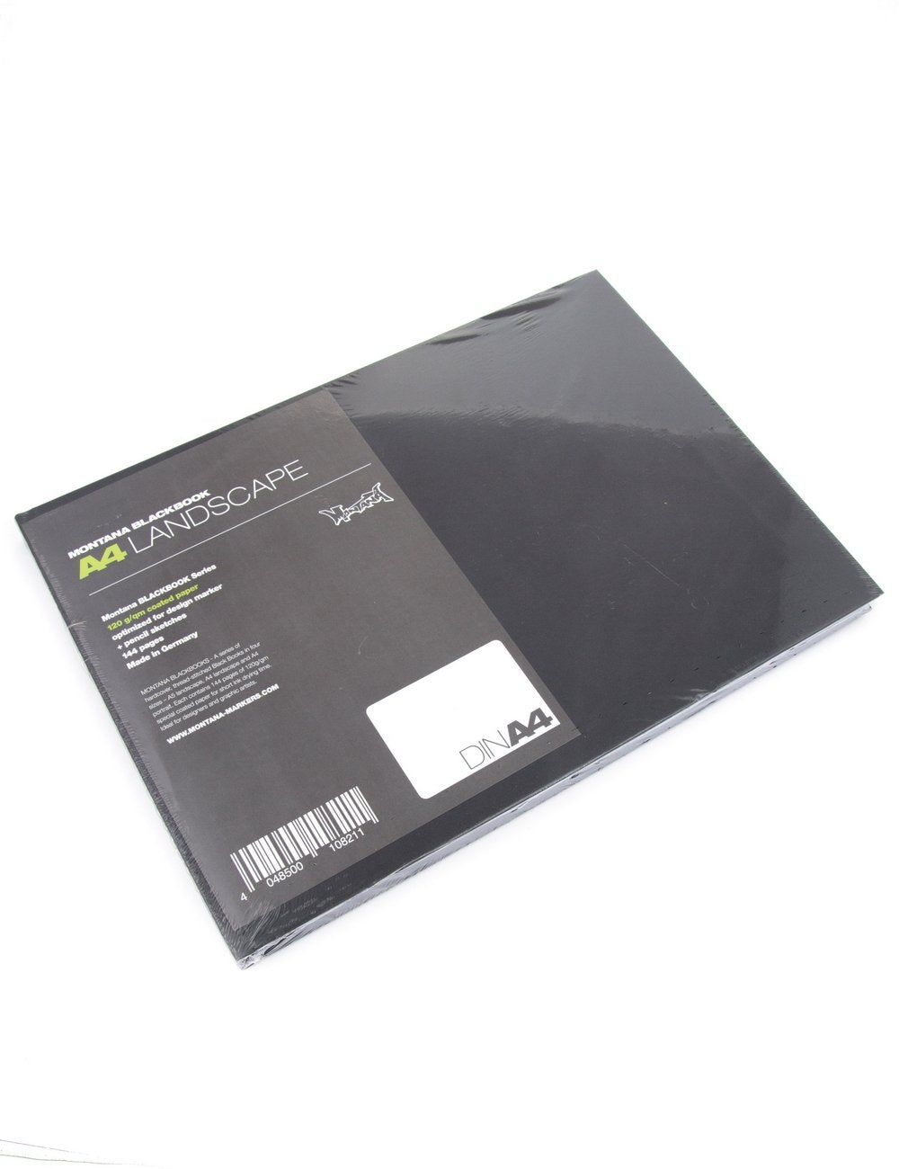 A4 landscape sketchpad with black cover and DIN A4 label