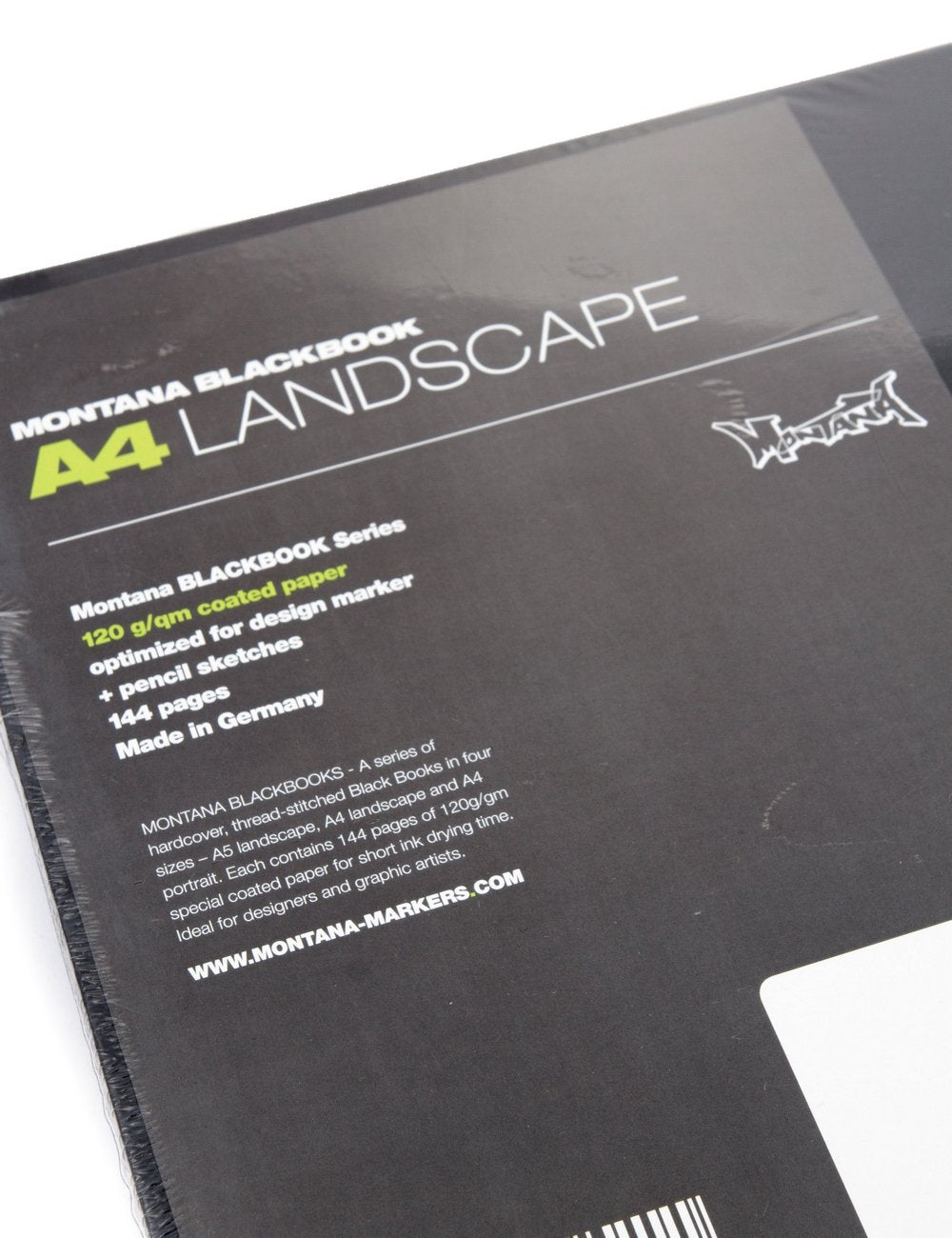 A4 LANDSCAPE sketchpad cover, black with logo and information panel