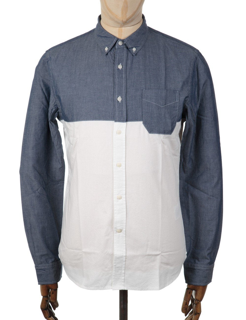 Edwin Jeans Slim Shirt - Chambray Blue/White - Clothing from Fat Buddha ...