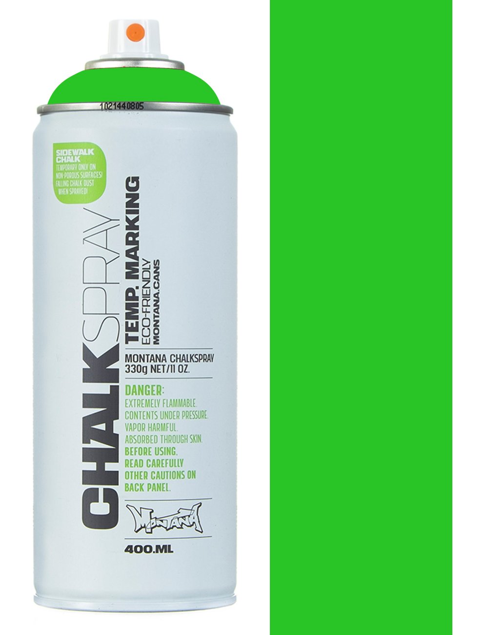 Green chalk spray bottle with flip-top cap, 400 ml container