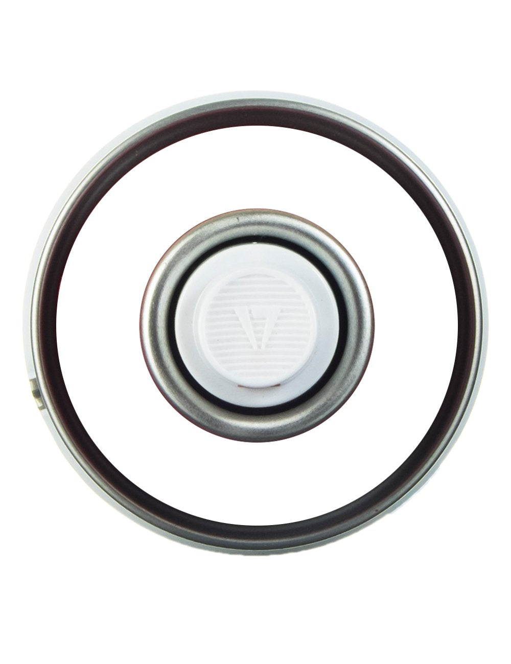 White chalk spray nozzle and cap end view from above