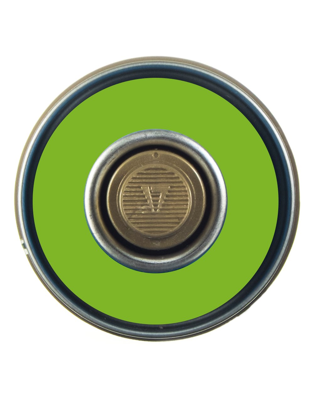 Spray paint can cap top with green outlet disk, 400 ml