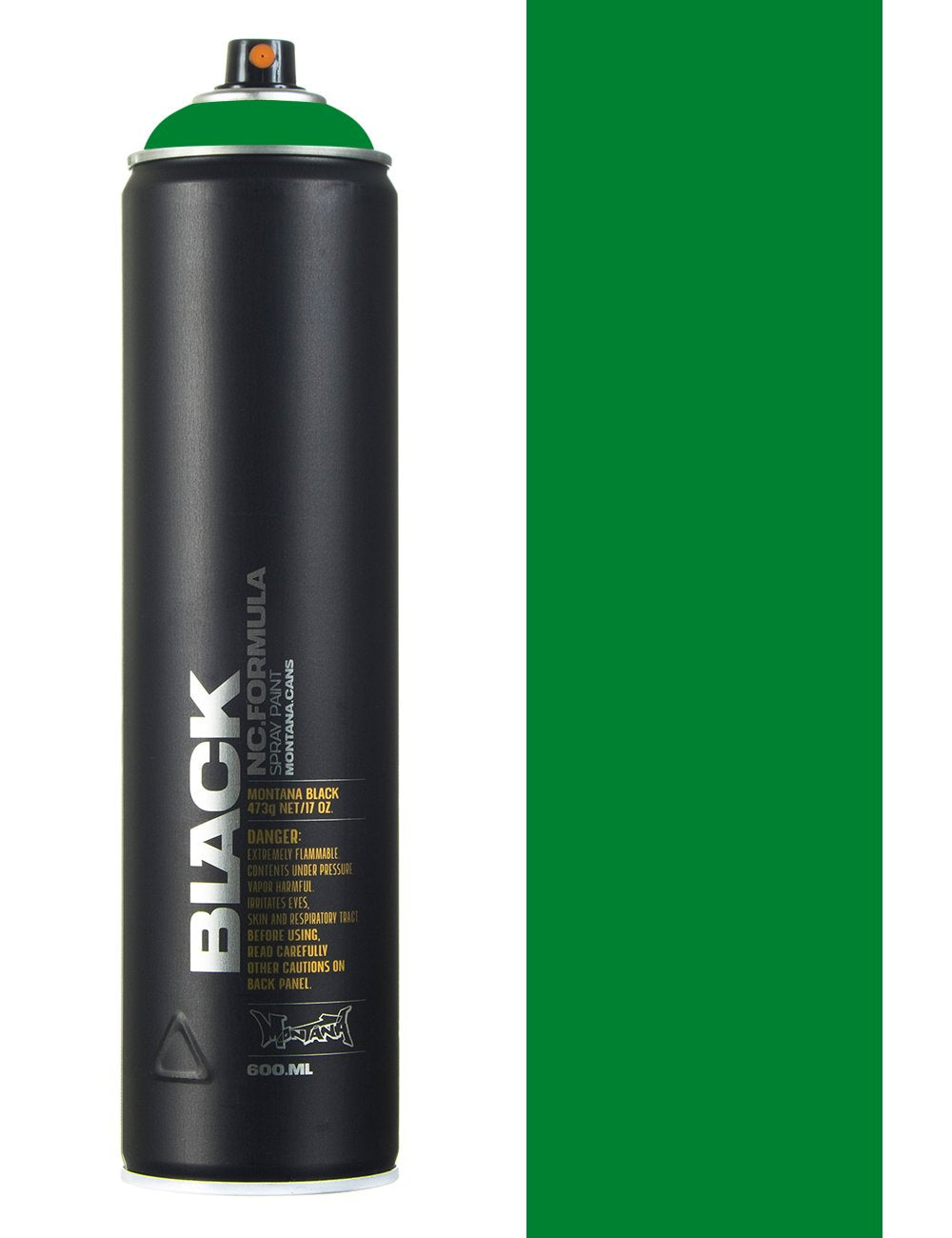 Boston BLK6055 spray paint can with green cap, black body