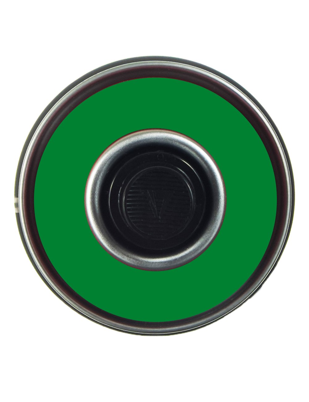 Boston BLK6055 spray paint can top view with black nozzle and silver rim