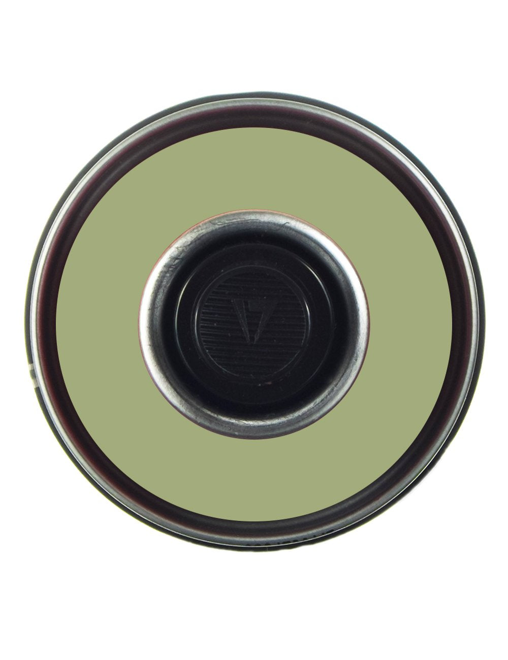 Spray paint can nozzle opening with black center and metal rim