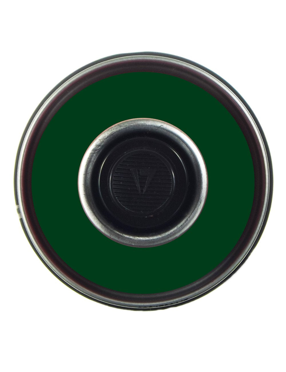 Spray paint can base with circular rim and black valve insert