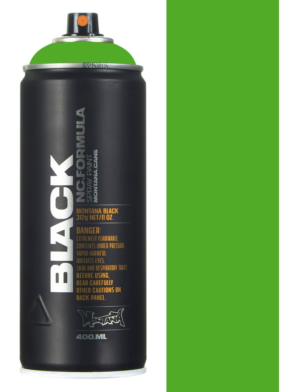 Spray paint can, Irish Green 400ml, black label and green cap nozzle