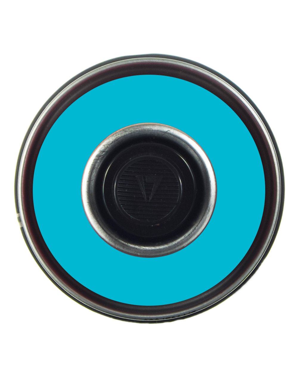 Spray paint can top with True Cyan body and black nozzle