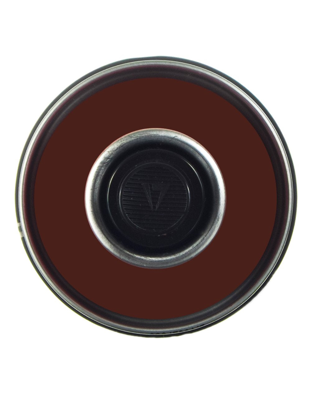 Spray paint can top view, round opening and dark interior, Jawa BLK8070