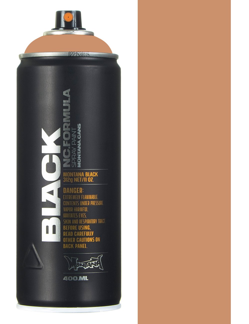 Spray paint aerosol can, black body and orange cap, BLK8040 Cremino