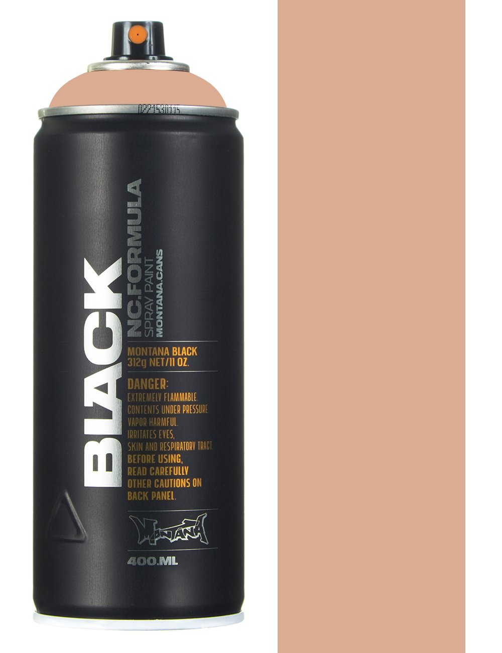Spray paint can, black body with orange valve, 400 ml