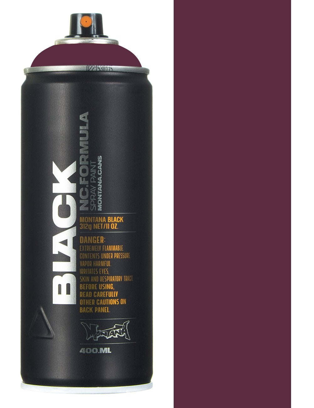 Amethyst purple spray paint can with black body and silver cap, 400 ml