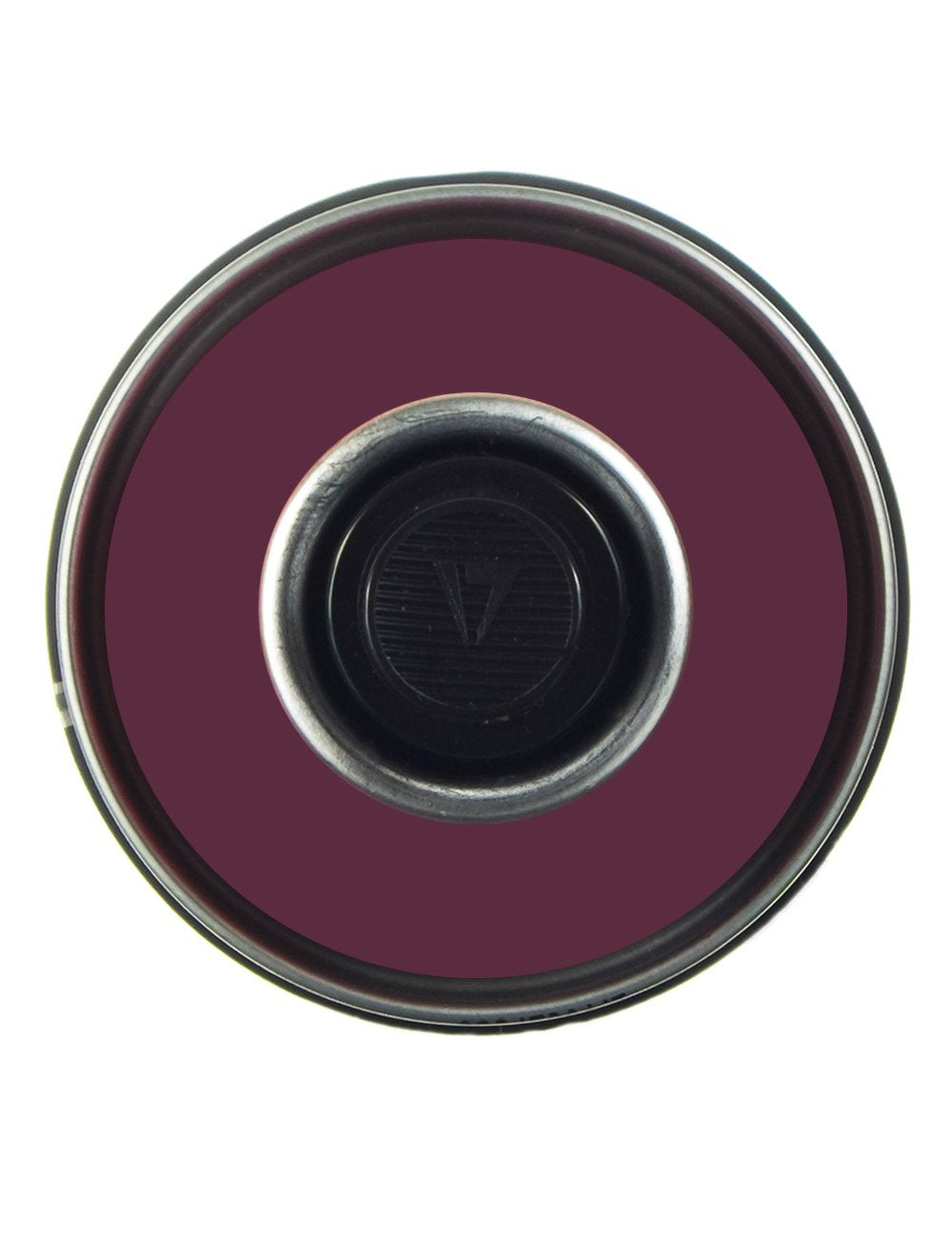 Amethyst purple spray paint can top with metal rim and black nozzle