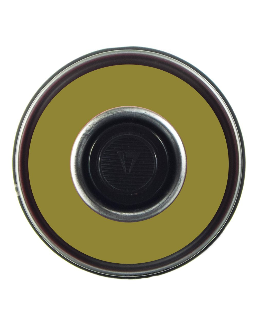 Bombay spray paint can top view, olive ring and black valve, 400 ml