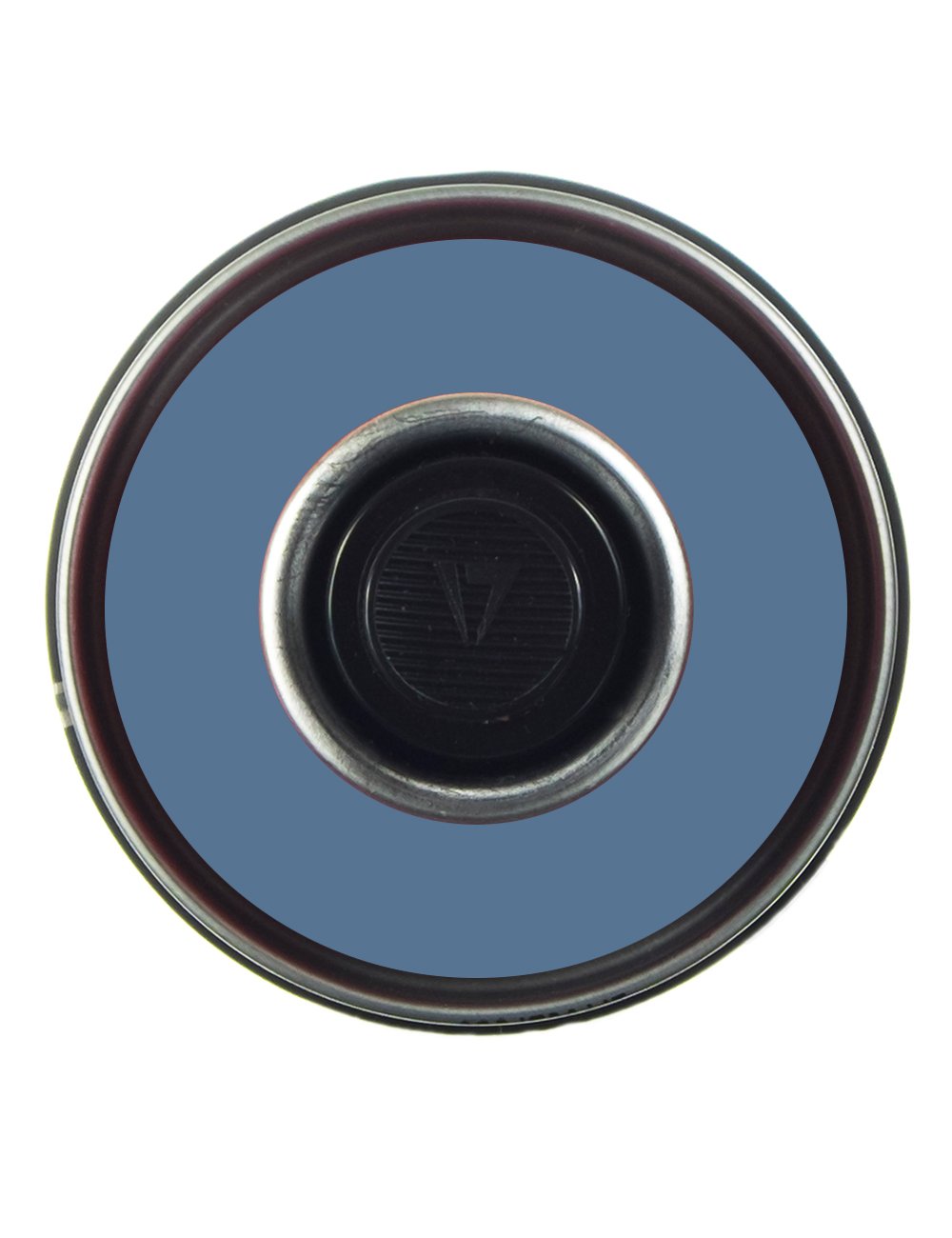 Bottom view of 400 ml black spray paint can, showing circular base and valve