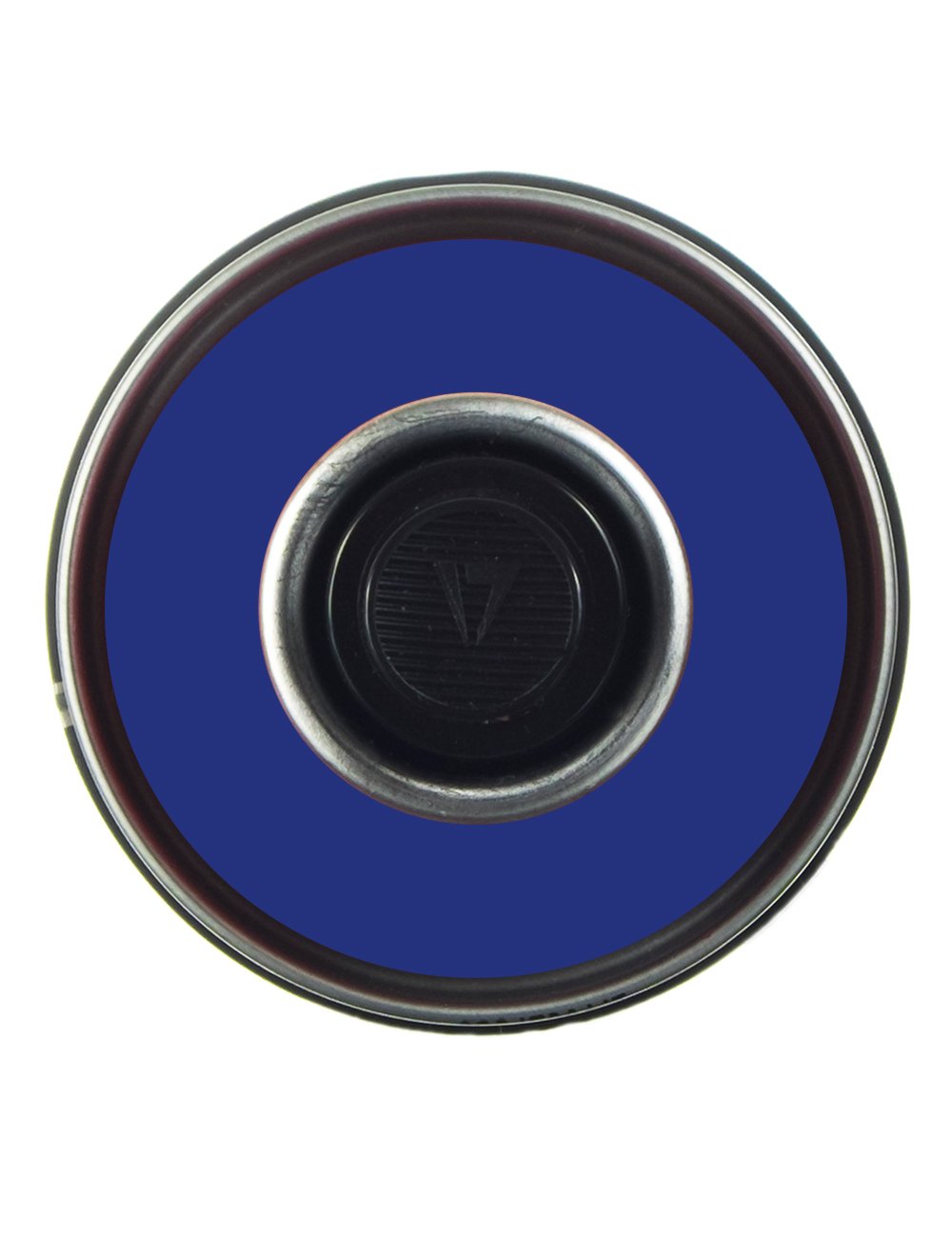 Spray paint can top view with circular opening and dark nozzle center
