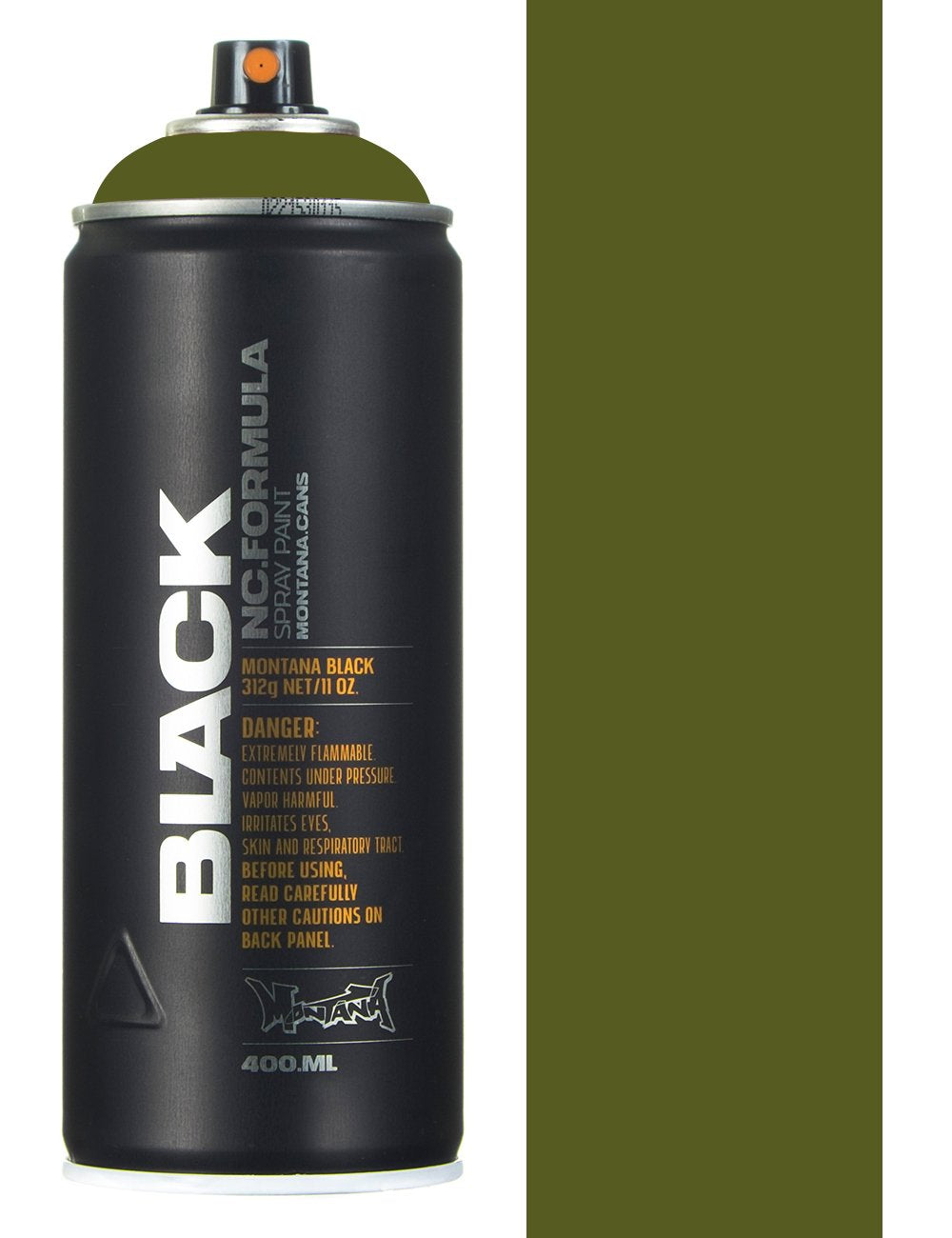 Black spray paint can with orange nozzle and “Black Formula” label, 400 ml capacity